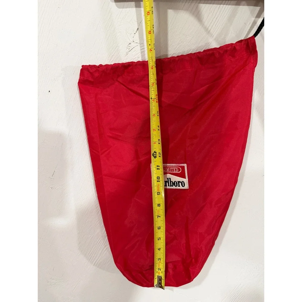 Vintage Marlboro Unlimited Red Nylon Drawstring Bag Cinch Pouch 90s Memorabilia